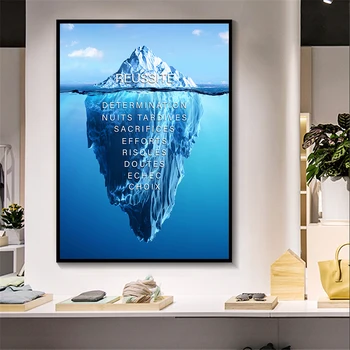 Ledena gora Uspeh réussite Pismo Platno Slikarstvo Motivacijske Platno Wall Art Reussite Platno Plakat, Dnevna Soba Dekoracijo Doma