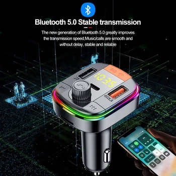 UKV-Oddajnik Bluetooth 5.0 Adapter Pisane Avto Mp3 Player Prostoročno Klicanje 2 Vrata USB PD QC 3.0 Hitro Polnjenje Za BMW, Audi, VW
