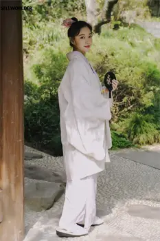 2020 Ženske Kimono Camellia Parkas Japonskem Slogu haljo Jacquardske bluzo SELLWORLDER Reden-line Coats