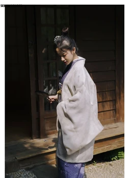 2020 Ženske Kimono Camellia Parkas Japonskem Slogu haljo Jacquardske bluzo SELLWORLDER Reden-line Coats