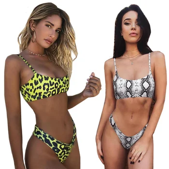 Snakeskin Ženske Bikini Kopalke Leopard Bikini Seksi Biquini Kopalke Push Up Kopalke Ženske Plažo Plavanje Bikini Ženske