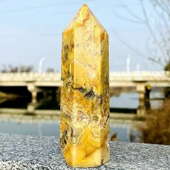 1Pc Visoke Kakovosti Noro Čipke Agate Stolp Narave Rudnik Kristalni Kamen Točke Za Zdravljenje Dekoracijo