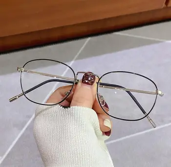 Vintage Anti Modra svetloba Očal Okvir Krog Objektiv Kratkovidnost Optični Ogledalo Preprost Kovinski Ženske Moški Pregleden Očala Okvirji