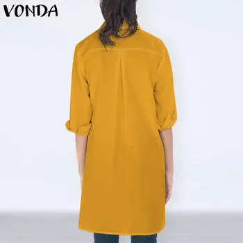 Priložnostne Majice Ženske River Vratu Sleeve Solid Bluze In Vrhovi 2021 VONDA WomenTunic Bohemian Blusas Femme S-