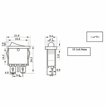 5pcs 10x22mm Kcd1-110 Black Ultra Tanek Rocker Switch Ne / Izklop 2-pin Majhne Instrument Napajanje Ladjo Tipa Stikalo