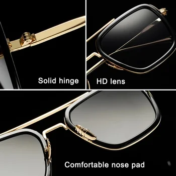 Tony Stark Slog za ženske sončna Očala Moških Kvadratnih blagovno Znamko Design sončna Očala luksuznih Modnih Oculos Retro moški iron Man oculos de