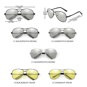 Novo Photochromic Polarizirana Sončna Očala Moški Ženske Klasičnih Pilotni Kameleon Sončna Očala Moda Spremenila Barvo Ribiška Očala