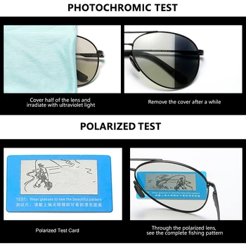 Novo Photochromic Polarizirana Sončna Očala Moški Ženske Klasičnih Pilotni Kameleon Sončna Očala Moda Spremenila Barvo Ribiška Očala