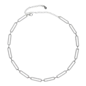 Novi poročni nakit ogrlica mikro utrla cz varnost pin povezavo choker veriga ogrlica 32+10 cm za plast kratka ogrlica debelo