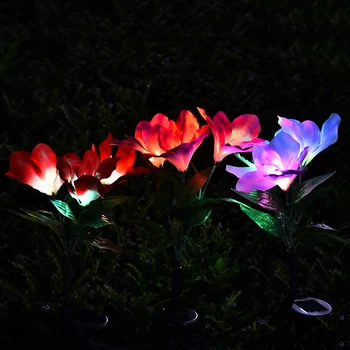 3pcs LED Prostem Nepremočljiva Sončne Clivia Obliko Luči Mešane Barve Sončne Vrtne Svetilke Vrt Tal Cvet Luči svjetlovodni Luči