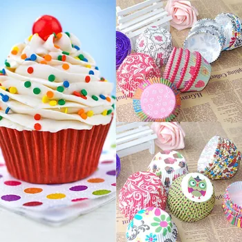 VROČE PRODAJE！！！Nov Prihod 100 kozarcev Barvita Papir Cupcake Torto Linijskih Primeru Stranka Ovijalnika Muffin Skodelice Pecilni Debelo Dropshipping