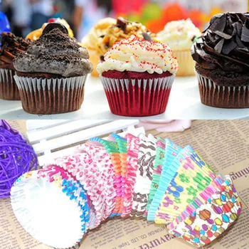 VROČE PRODAJE！！！Nov Prihod 100 kozarcev Barvita Papir Cupcake Torto Linijskih Primeru Stranka Ovijalnika Muffin Skodelice Pecilni Debelo Dropshipping