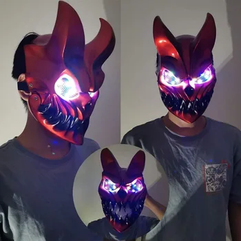Otroci Teme Demon Masko Zakol Prevlada Demolisher LED sveti Maske Strašno Cosplay Čelada za Halloween Party