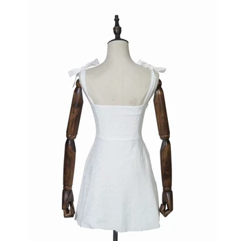 2021 Poletje oblačenja žensk brez rokavov votlih iz bele čipke mini obleka vezenje priložnostne ženski srčkan sundress korejski obleko vestidos