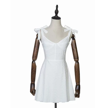 2021 Poletje oblačenja žensk brez rokavov votlih iz bele čipke mini obleka vezenje priložnostne ženski srčkan sundress korejski obleko vestidos