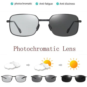 Moški Krat Photochromic Sončna Očala Z Polarizirana Objektiv Pravokotnik Vožnje Zložljivi Kovinski Moški Zložljive Sončne Očala Trending Izdelki