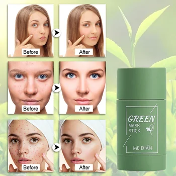 Zeleni Čaj Za Čiščenje Trdnih Maske Za Nego Kože, Jajčevec Čiščenje Z Glino Palico Masko Olje Nadzor Anti-Akne Blato Krema Za Nego Obraza Lepota