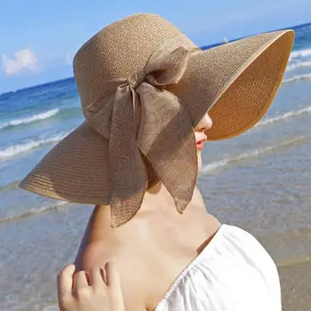 2021 Moda Nedelja Klobuk Big Roba Pokrivalo Za Zaščito Pred Soncem Poleti Dame Potovanje Plaža, Sonce Klobuk Zložljive Slamnik