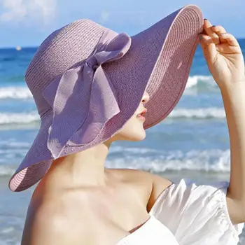 2021 Moda Nedelja Klobuk Big Roba Pokrivalo Za Zaščito Pred Soncem Poleti Dame Potovanje Plaža, Sonce Klobuk Zložljive Slamnik