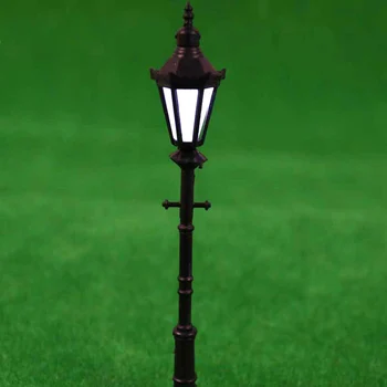 Vroče 10pcs Model Svetlobe Miniaturni Model Pokrajine Postavitev LED Toplo Črni Barvni Model Lamppost