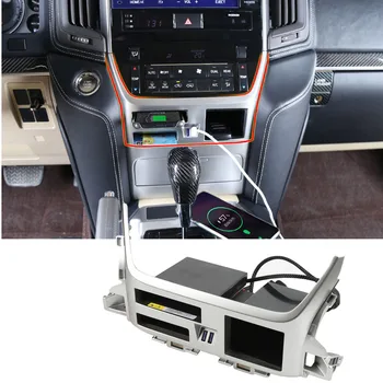 QC3.0 Brezžični Polnilnik USB Center Konzole Škatla za Shranjevanje Za Toyota Land Cruiser 200 2016 2017 2018 2019 2020 Dodatki
