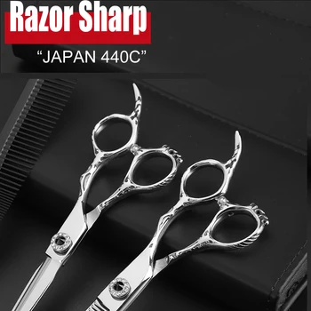 Japonska 440C 6 Inch Frizerske Škarje Strokovno Visoko Kakovost Las Rezanje Redčenje Nastavite Frizerski Pribor Trgovini Salon Škarje