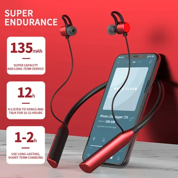 YD08 Bluetooth 5.0 Slušalke Športne Neckband Magnetni Brezžične Slušalke Stereo Slušalka Velika Zmogljivost Baterije Slušalke Bluetooth