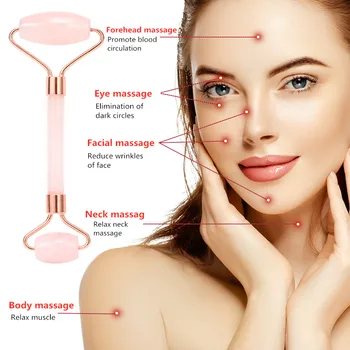Obraz Massager Jade Roller Obraza Masaža Naravni Rose Quartz Sprostitev Hujšanje Strgalo Massager Lepotno Nego Kože Orodje