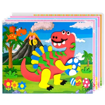 4/10pcs/Veliko Cartoon Živali Nalepke, 3D EVA Pena Puzzle Igre Otroci Zgodnje Poučevanje Igrače Otrokom Darila Umetnostne Obrti Igrača Nalepka