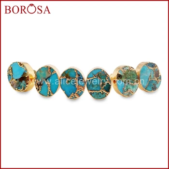 BOROSA Retro Ovalne Naravnih Turquoises Stud Uhani Visoke Kakovosti Modri Kamen Uhani za Ženske, Etnične Nakit G1546