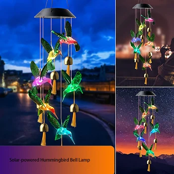Barva Spreminja, LED Solar Wind Chime Svetlobe Hummingbird/Metulj Vodotesne Svetilke Prostem Vrt Kampiranje Visi LED Luči