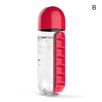 Sedem dni Tabletke primeru pokal 600ml Šport Steklenico Vode Plastičnih Priročno Z Dnevno Pill Box Organizator Pitne Tour Pohodništvo Pokal