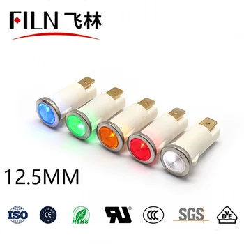 FILN YueQing Plastičnih 12,5 mm 12v 24v 110v indikator led svetilko z rdečo, zeleno rumene svetlobe z mehko spajkanje pin