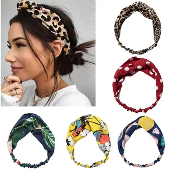 Moda Cvjetnim tiskanja Vozel Ženske Glavo Letnik Hairband Dekleta Pokrivala Leopard Glavo Dodatki za Lase