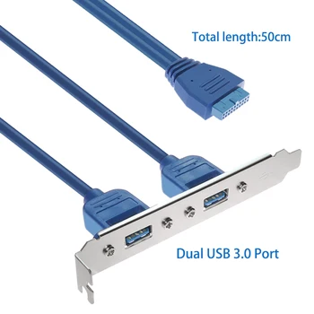 Nov Računalnik Podaljšek Kabla USB 3.0 Back Panel Širitev Nosilec za 20-Pin Header Kabel, 2-Vrata