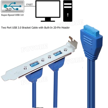 Nov Računalnik Podaljšek Kabla USB 3.0 Back Panel Širitev Nosilec za 20-Pin Header Kabel, 2-Vrata