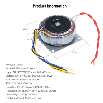 Toroidni Transformator Čistega Bakra enofazni Napajalni Transformator za Audio CD Predvajalnik Monitor Zvočnik Zaščito Tokokroga