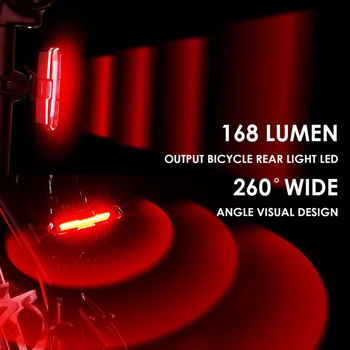 Kolo Rep Lahka, Ultra Svetla Luč Kolo USB Polnilna LED Kolesa Zadaj Lučka 5 Svetlobe Način Žarometi s Rdeča+Modra