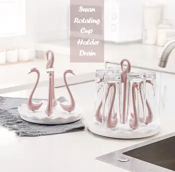 LT Nove Ustvarjalne Vrtljiv Swan Obliko, Steklo, Plastično Držalo Kuhinja, Dnevna Soba Polica Možganov Rack Dropshipping