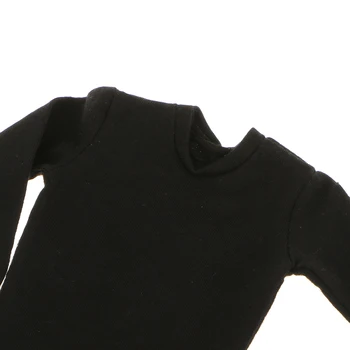 Črne Moške Dolg Rokav T-shirt Clotehs Accs Fit 1/6 Obsega Slika
