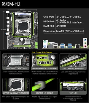 Jingsha X99 M-H2 LGA 2011-3 matične plošče in Kombinirani Z XEON E5-2630 V3 LGA2011-3 CPU 4* 8+32GB DDR4 2133MHz RAM SSD M. 2 PCIE 16X Set