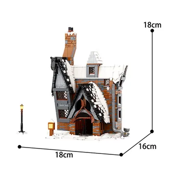MOC Magice Film arhitekture Tri Broomsticks Inn gradniki Zimske Vasi Hiši Model Opeke DIY Igrače Božična Darila