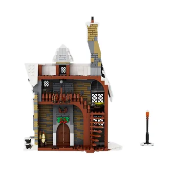 MOC Magice Film arhitekture Tri Broomsticks Inn gradniki Zimske Vasi Hiši Model Opeke DIY Igrače Božična Darila