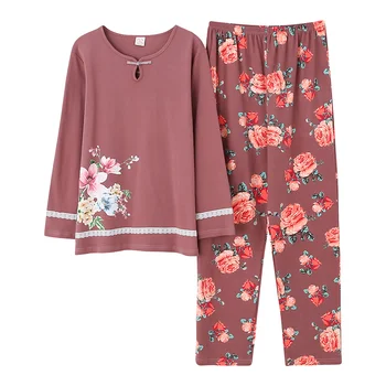 Jeseni, pozimi ženske pižame domov oblačila plus velikost sleepwear nastavite dolg rokav pižamo za ženske pijama nastavi bombaž pijamas