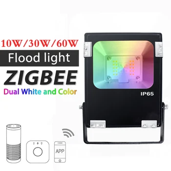 10W 30W 60 W RGB+SCT LED Žaromet Zigbee Pro Smart Zunanji Luč IP65 Vodotesen Delo z Amazon Echo Plus SmartThing