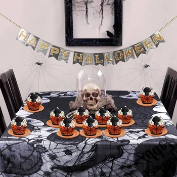 12Pcs Halloween Pajek Cupcake Ovijalnike Papir Torto Pokrivalo Korist Stranka Dekor Torta Okraski Stranka Dobave