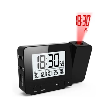 Tabela Ure Digitalne Budilke Projekcija Zbudi Dvojni Alarm LED Projektor Dremež Timer Osvetlitve Temperatura Vlažnost Zaslon