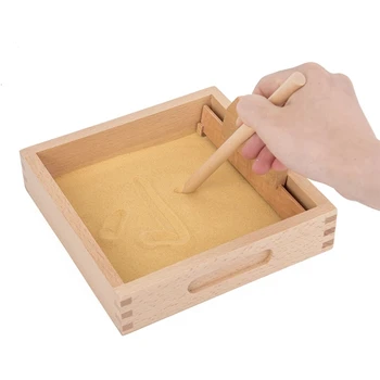 Lesene strganje peskovniku montessori učni pripomočki izobraževalne igrače za otroke, otroci pesek tabela prakse pisanja slikarstvo igrača diy