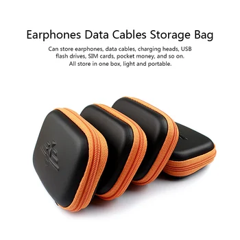 Prenosni Nepremočljiva Nosljivi Pu Slušalke, Podatkovni Kabel USB Disk Polnilnik Vrečko za Shranjevanje Polje Majhno Zmogljivostjo Slušalke Pribor