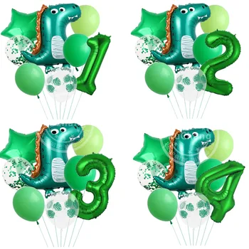 1Set Dinozaver Aluminija Film Balon Digitalni Tisk Latex Balon Džungle Tema Stranka Darilo Baby Tuš Ozadju Dekoracijo